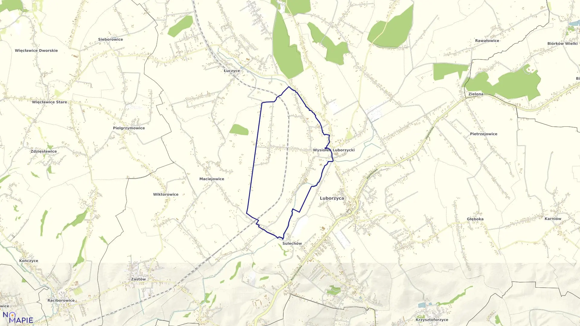 Mapa obrębu Baranówka w gminie Kocmyrzów-Luborzyca